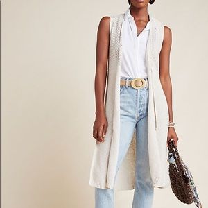 Anthropologie Crochet Long Line Sweater Vest